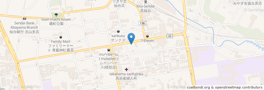 Mapa de ubicacion de 原クリニック en Japão, 宮城県, 仙台市, 青葉区.