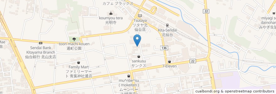 Mapa de ubicacion de 西村歯科医院 en ژاپن, 宮城県, 仙台市, 青葉区.