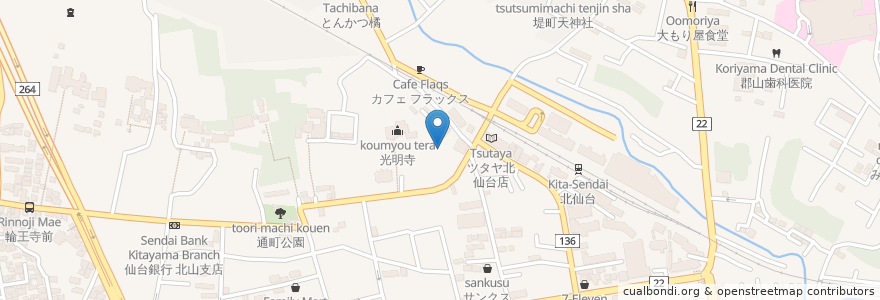 Mapa de ubicacion de 鹿島香取神社 en Japão, 宮城県, 仙台市, 青葉区.