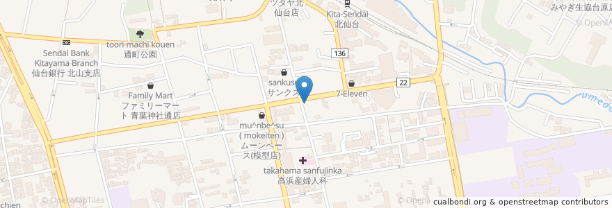 Mapa de ubicacion de 千葉歯科医院 en اليابان, 宮城県, 仙台市, 青葉区.