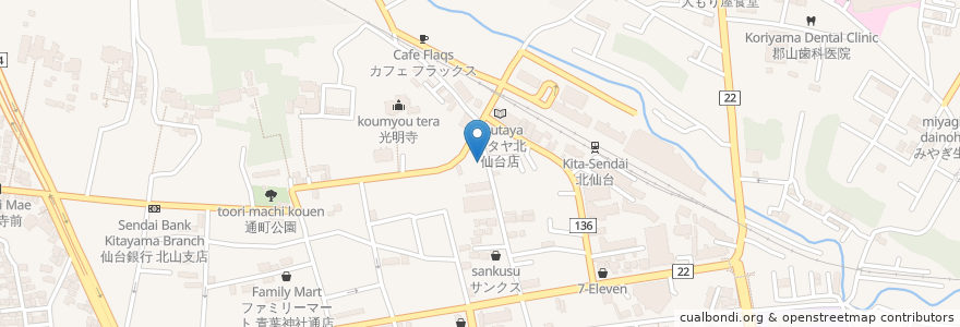 Mapa de ubicacion de 長野内科胃腸科 en 日本, 宫城县, 仙台市, 青葉区.