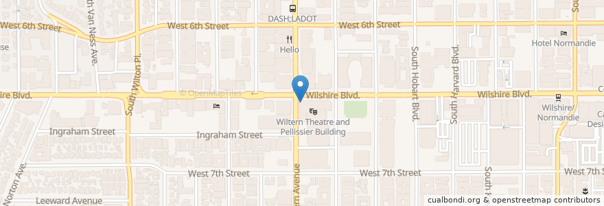 Mapa de ubicacion de Wiltern Auditorium en Vereinigte Staaten Von Amerika, Kalifornien, Los Angeles County, Los Angeles.
