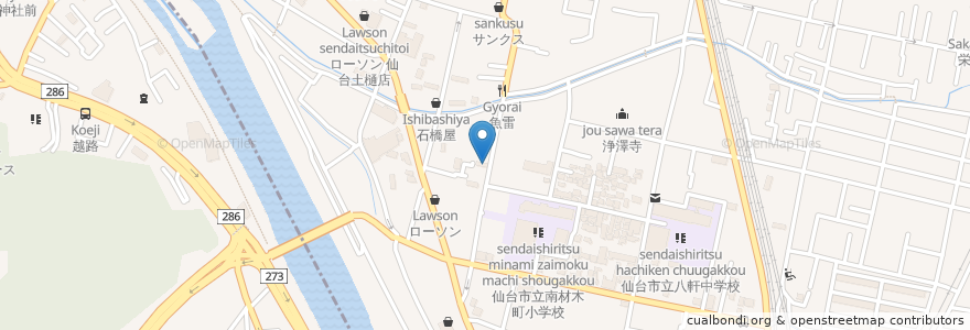 Mapa de ubicacion de 小林薬局 en اليابان, 宮城県, 仙台市.