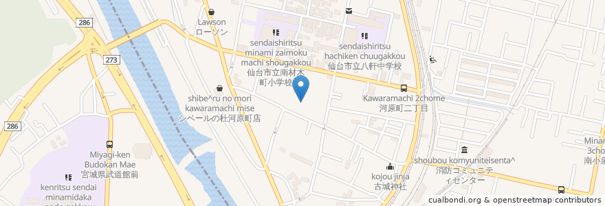 Mapa de ubicacion de つきだてや en 日本, 宮城県, 仙台市.