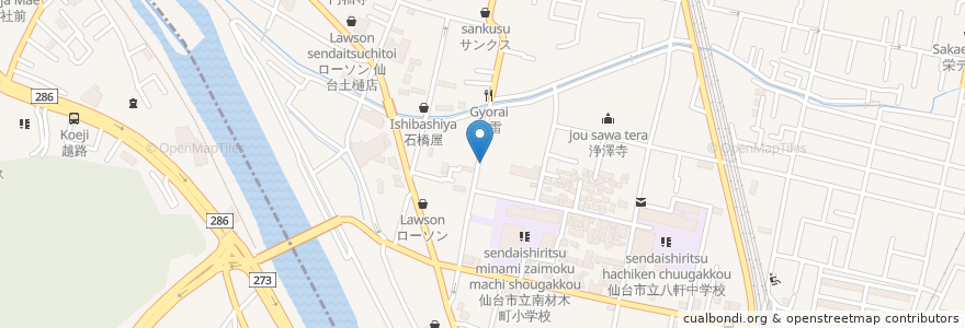 Mapa de ubicacion de 金刀比羅神社 en Japan, Präfektur Miyagi, 仙台市.