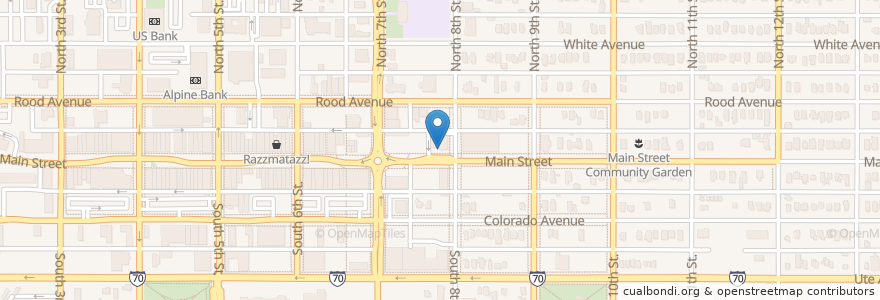 Mapa de ubicacion de 750 Main Coworking en United States, Colorado, Mesa County, Grand Junction.