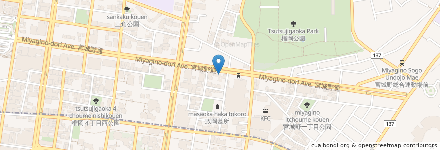 Mapa de ubicacion de モスバーガー en 日本, 宮城県, 仙台市, 宮城野区.