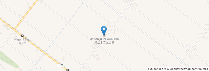 Mapa de ubicacion de 第三十二区会館 en 日本, 北海道, 上川総合振興局, 上川郡(石狩国), 東川町.