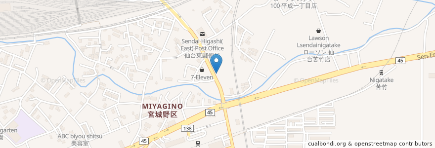 Mapa de ubicacion de 杜の都信用金庫 原町支店 en Jepun, 宮城県, 仙台市, 宮城野区.