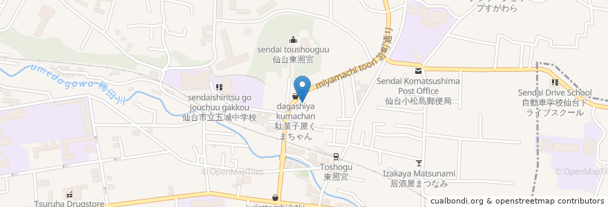 Mapa de ubicacion de ヨシノデンタルクリニック en اليابان, 宮城県, 仙台市, 青葉区.