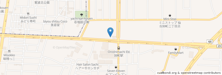 Mapa de ubicacion de 丸源ラーメン en Japon, Préfecture De Miyagi, 仙台市, 若林区.