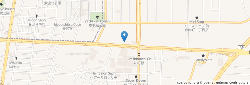 Mapa de ubicacion de お好み焼本舗 en Giappone, 宮城県, 仙台市, 若林区.