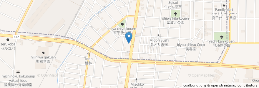Mapa de ubicacion de 仙台宮城野郵便局 en Jepun, 宮城県, 仙台市, 若林区.