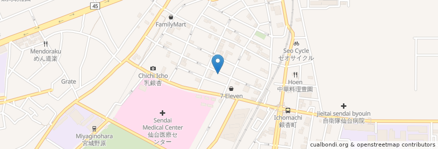 Mapa de ubicacion de あいざわクリニック en Japão, 宮城県, 仙台市, 宮城野区.