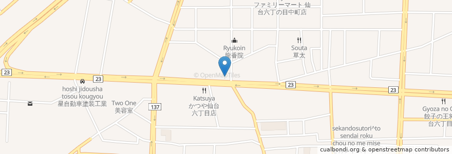 Mapa de ubicacion de ラーメン専門熊っ子 en 日本, 宮城県, 仙台市, 若林区.