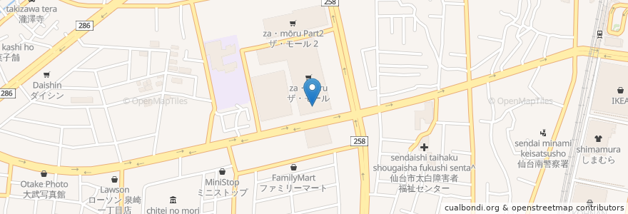 Mapa de ubicacion de トモズ仙台長町店 en Japan, Präfektur Miyagi, 仙台市, 太白区.