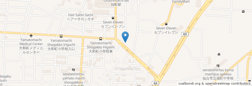 Mapa de ubicacion de ラーメン大吉 en اليابان, 宮城県, 仙台市, 若林区.