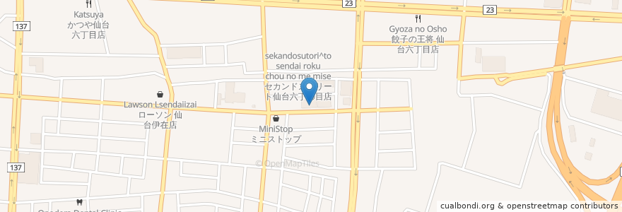 Mapa de ubicacion de 食幸房しゅう en 日本, 宫城县, 仙台市, 若林区.