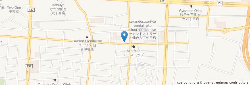 Mapa de ubicacion de いざい薬局 en اليابان, 宮城県, 仙台市, 若林区.