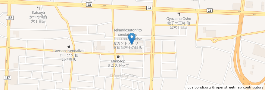 Mapa de ubicacion de 食幸房しゅう en Japon, Préfecture De Miyagi, 仙台市, 若林区.