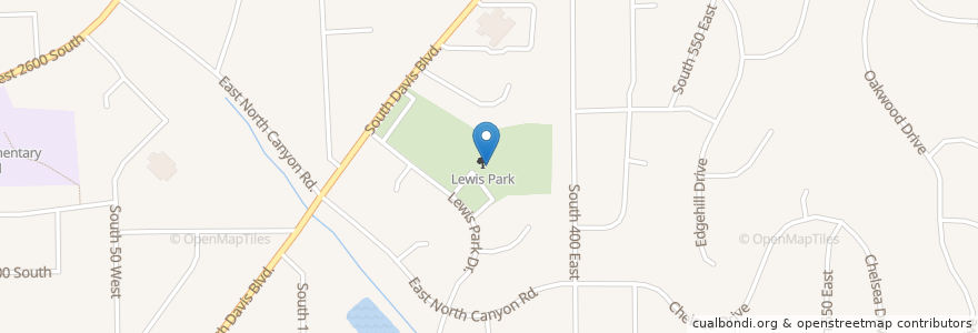 Mapa de ubicacion de Lewis Park Drinking Fountain en 미국, 유타 주, Davis County, Bountiful.