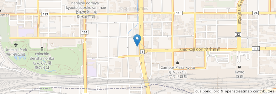 Mapa de ubicacion de Ayam ya halal en Japón, Prefectura De Kioto, Kioto, 下京区.