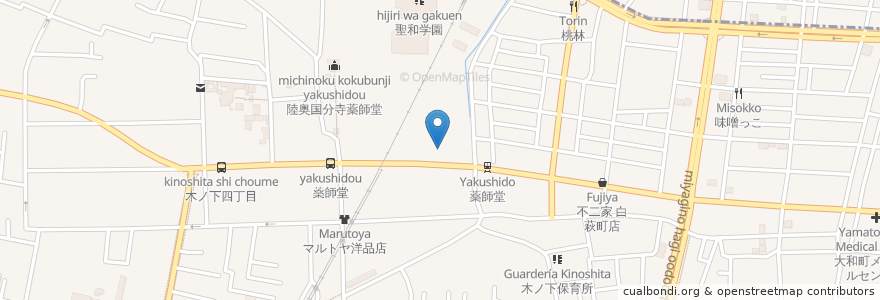 Mapa de ubicacion de 薬師堂駅バスターミナル en Japón, Prefectura De Miyagi, 仙台市, 若林区.