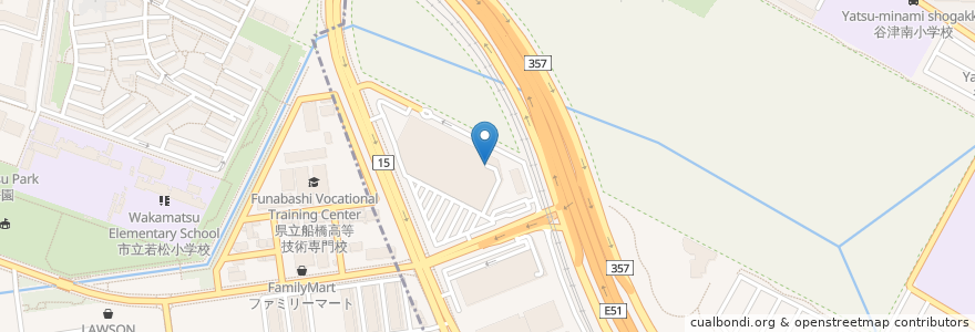 Mapa de ubicacion de 屋上駐車場 en Giappone, Prefettura Di Chiba, 船橋市.