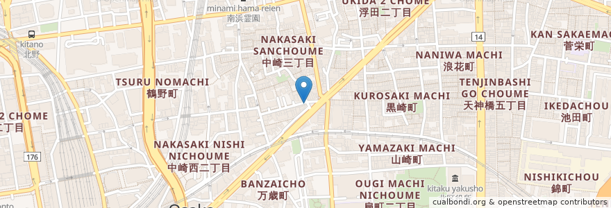 Mapa de ubicacion de 篠原歯科医院 en Japão, 大阪府, 大阪市, 北区.