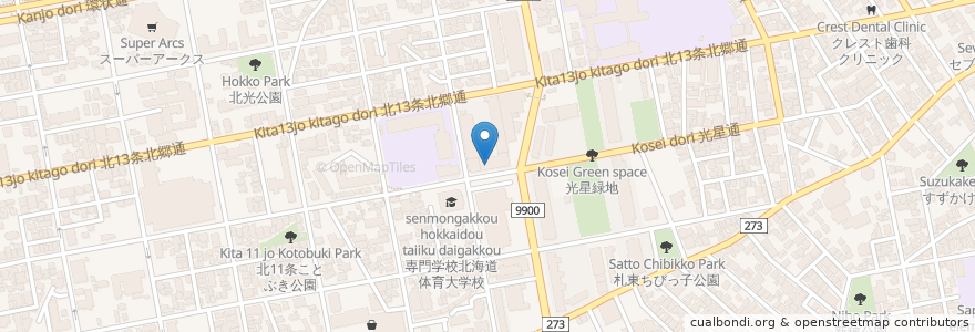 Mapa de ubicacion de Kosei Otorhinolaryngology Clinic en Japan, Hokkaido Prefecture, Ishikari Subprefecture, Sapporo, Higashi Ward.