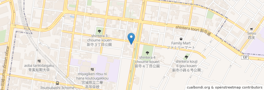 Mapa de ubicacion de 仙台中央病院 en 日本, 宮城県, 仙台市, 若林区.