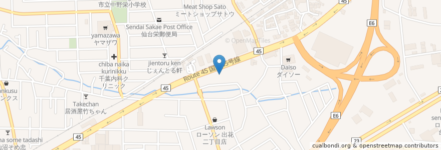 Mapa de ubicacion de Coco壱番屋 en اليابان, 宮城県, 仙台市, 宮城野区.