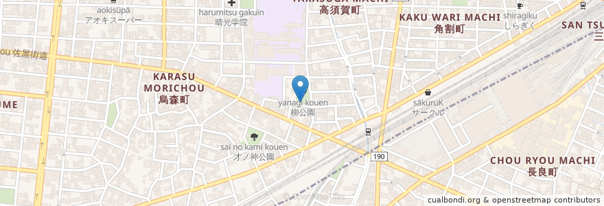 Mapa de ubicacion de 柳公園内 en Япония, Айти, 名古屋市, 中村区.