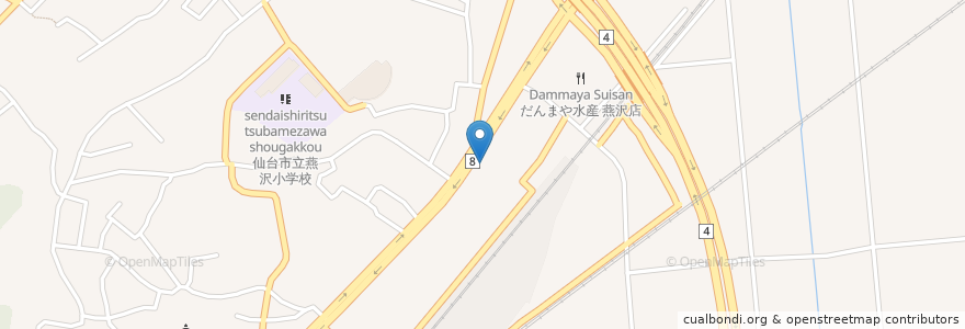 Mapa de ubicacion de 中華そば あまの屋 en Japonya, 宮城県, 仙台市, 宮城野区.