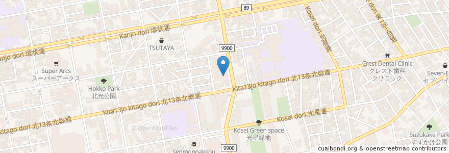 Mapa de ubicacion de イオン銀行 en Giappone, Prefettura Di Hokkaidō, 石狩振興局, 札幌市, 東区.