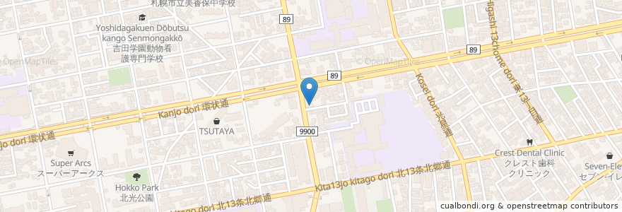 Mapa de ubicacion de 札幌北14条クリニック en Japonya, 北海道, 石狩振興局, 札幌市, 東区.