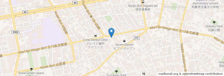 Mapa de ubicacion de 北愛動物病院 en Jepun, 北海道, 石狩振興局, 札幌市, 東区.