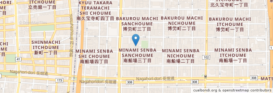 Mapa de ubicacion de 磯丸水產北心齋橋店 en Japan, Präfektur Osaka, 大阪市, 中央区.
