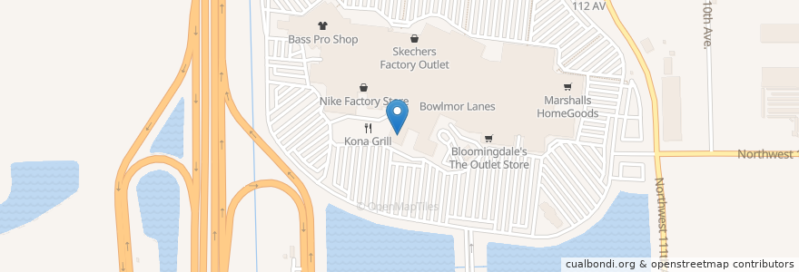 Mapa de ubicacion de The Cheesecake Factory - Dolphin Mail en 미국, 플로리다주, 마이애미데이드 군, Sweetwater.