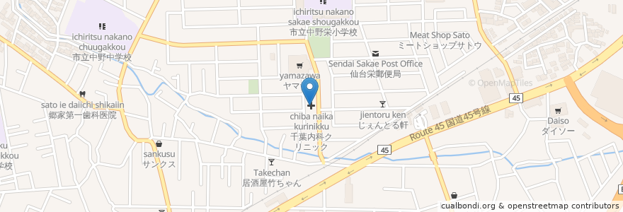 Mapa de ubicacion de 千葉内科クリニック en اليابان, 宮城県, 仙台市, 宮城野区.