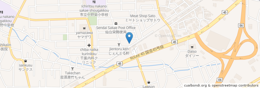 Mapa de ubicacion de さくら亭 中野栄北口店 en Japão, 宮城県, 仙台市, 宮城野区.