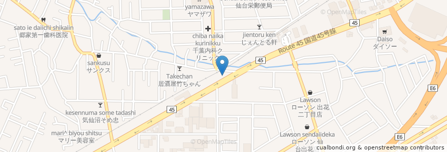 Mapa de ubicacion de 松屋 仙台中野栄店 en Japon, Préfecture De Miyagi, 仙台市, 宮城野区.