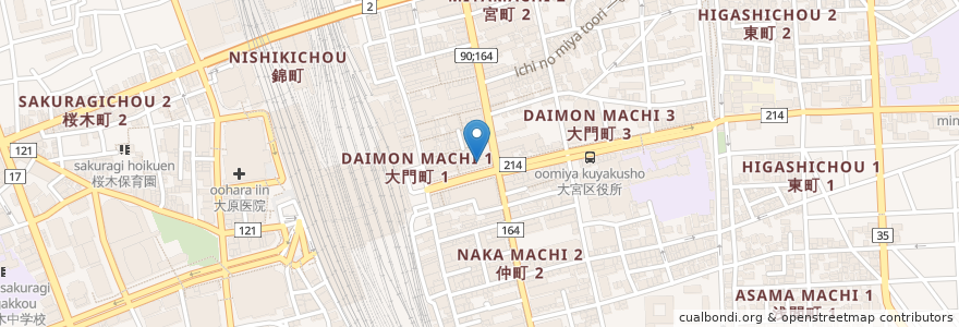 Mapa de ubicacion de マンボー en 日本, 埼玉県, さいたま市, 大宮区.