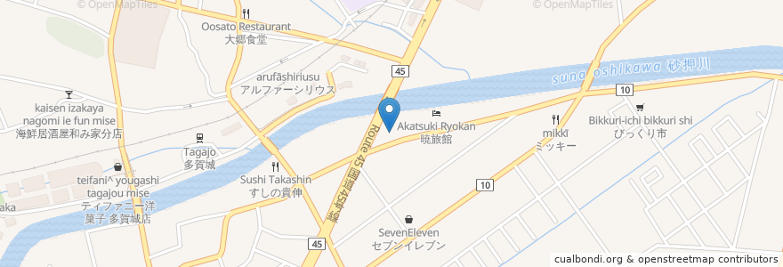 Mapa de ubicacion de うなぎの山崎 en Japón, Prefectura De Miyagi, 多賀城市.