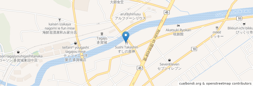 Mapa de ubicacion de すしの貴伸 en Japón, Prefectura De Miyagi, 多賀城市.