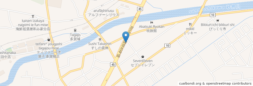 Mapa de ubicacion de 仙台銀行 多賀城支店 en Japón, Prefectura De Miyagi, 多賀城市.