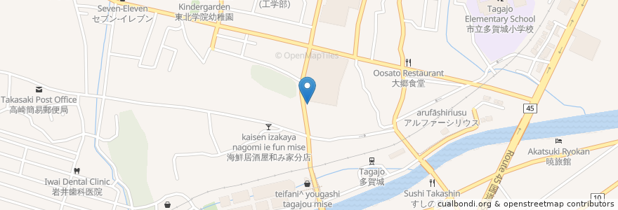 Mapa de ubicacion de 美彩ダイニング湯田 en Japan, Präfektur Miyagi, 多賀城市.