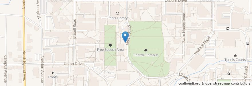 Mapa de ubicacion de Iowa State University en Amerika Syarikat, Iowa, Story County, Ames.