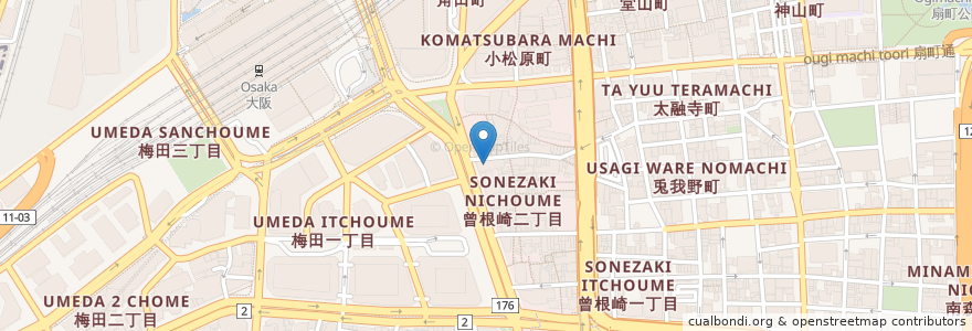 Mapa de ubicacion de 近畿産業信用組合 en Japão, 大阪府, 大阪市, 北区.