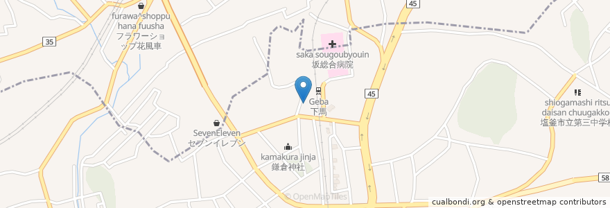 Mapa de ubicacion de 下馬みどり保育園 en 日本, 宮城県, 多賀城市, 塩竈市.